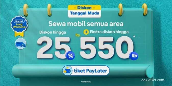 Promo Tiket.com hingga 6 Juni, Diskon Sewa Mobil sampai 25% & Ekstra Rp 550.000