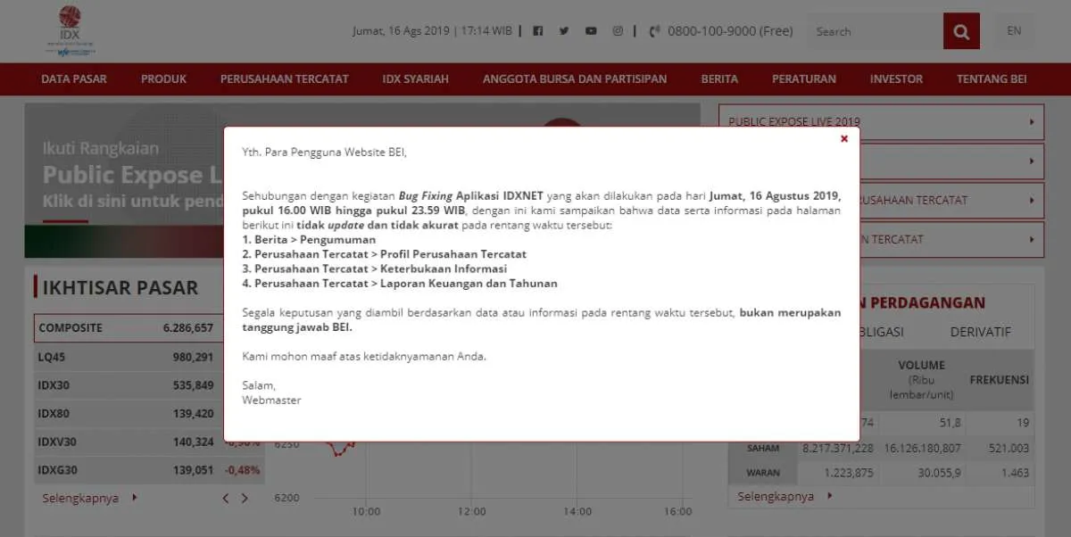 Hati-hati lihat data BEI pada waktu ini, mungkin tidak akurat