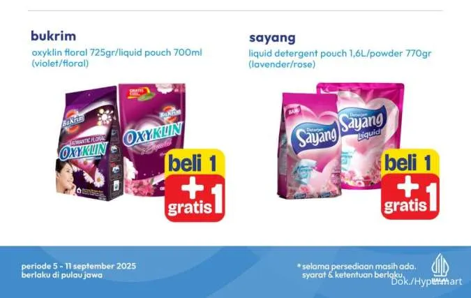 Promo Hypermart Beli Banyak Lebih Hemat 5-11 September 2025, Detergen Beli 1 Gratis 1