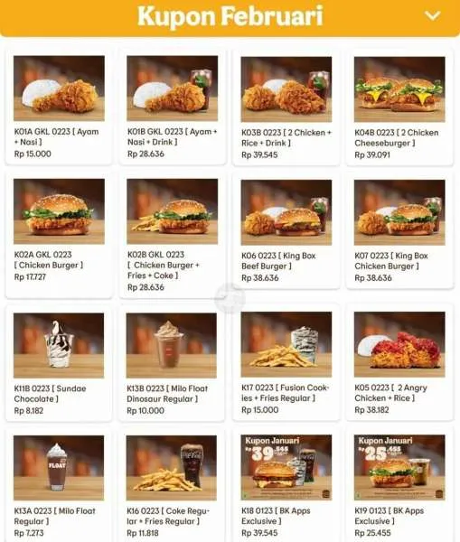Promo Burger King 1-28 Februari 2023, Kupon Februari 
