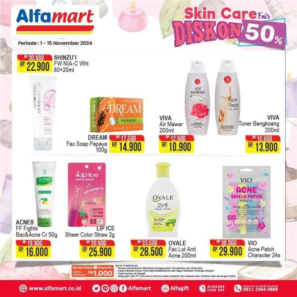 Promo Alfamart Skincare Fair Diskon s/d 50% Periode 1-15 November 2024