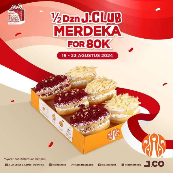 Promo J.CO Hari Ini 19-23 Agustus 2024 Edisi J.Club Merdeka