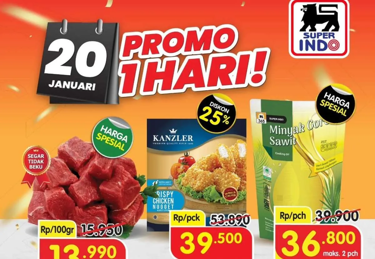 Promo Superindo Weekday 20 Januari 2026, Diskon Nugget & Minyak Hanya Hari Ini