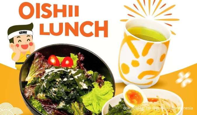 Promo Genki Sushi Oishii Lunch, 3 Paket Makan Siang Komplit Harga Spesial