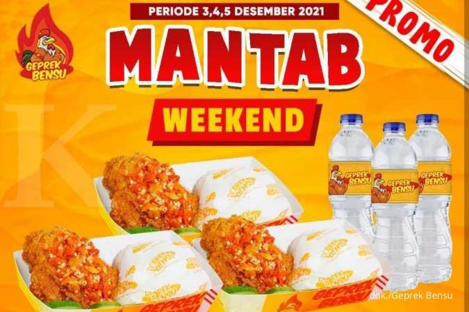  Promo Geprek Bensu 4-5 Desember 2021, Mantap Weekend 3 Porsi Rp 50.000