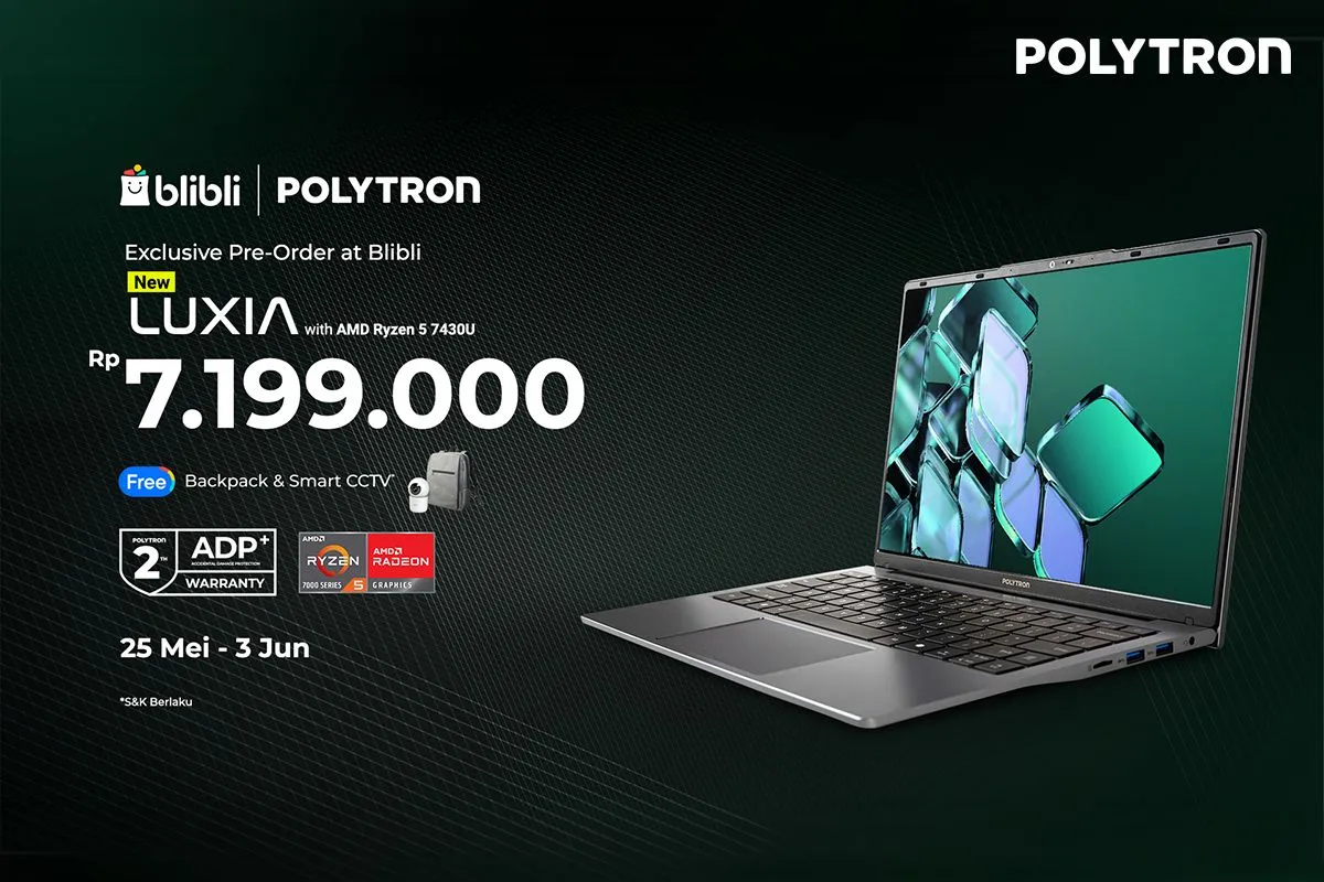 Polytron Rilis Laptop Luxia R5 dengan AMD Ryzen 5, Harga Mulai Rp 7 Jutaan