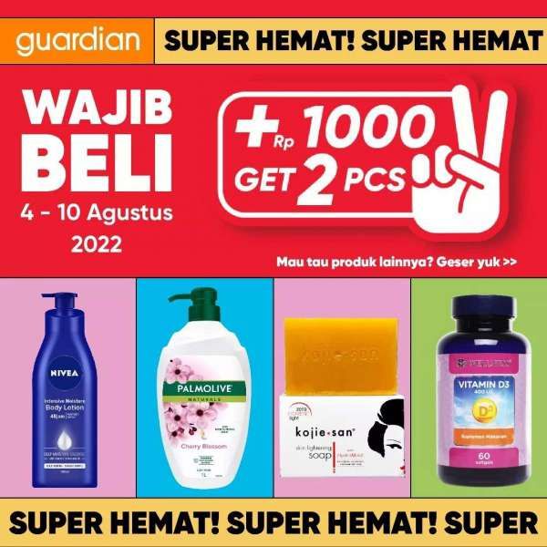 Promo Guardian 4-10 Agustus 2022, Tambah Uang Rp 1.000 Dapat 2 Body Wash 1 Liter