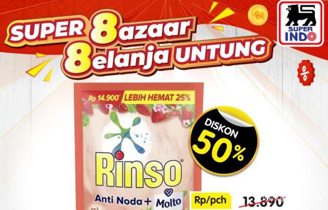 Promo 8.8 Superindo 8 Agustus 2024, Diskon 50% dan Beli 1 Gratis 1 Hanya Hari Ini