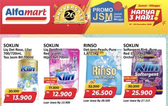 Promo JSM Alfamart Terbaru 7-9 November 2025, Detergent Cair Diskon Lumayan