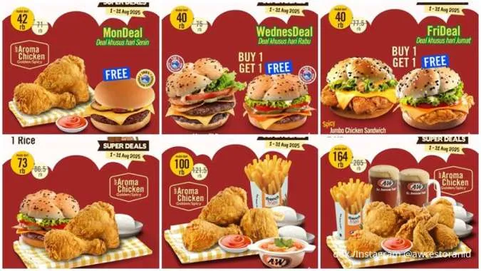 Daftar Promo A&W Senin-Minggu Periode Agustus 2025, Mulai Rp 40.000-an Saja