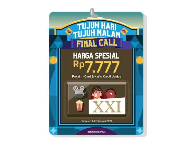 Promo Tiket Nonton Cuma Rp 7.777 di Cinema XXI Bayar Pakai Jenius Edisi 2024