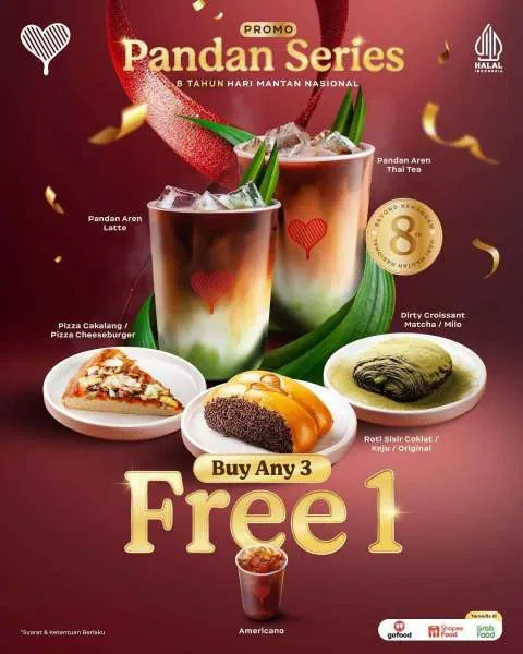 Promo Kopi Kenangan Hari Mantan Nasional Pandan Series Buy 3 Free 1
