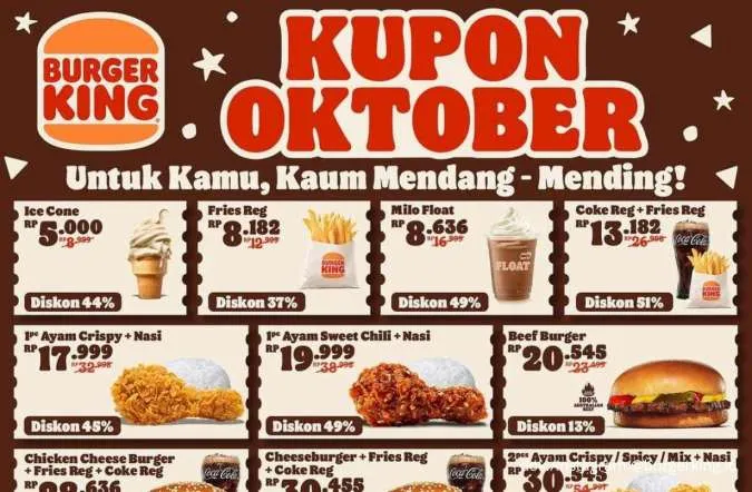  Jajan Enak Lebih Hemat Pakai Promo Burger King Kupon Oktober Diskon sampai 51%