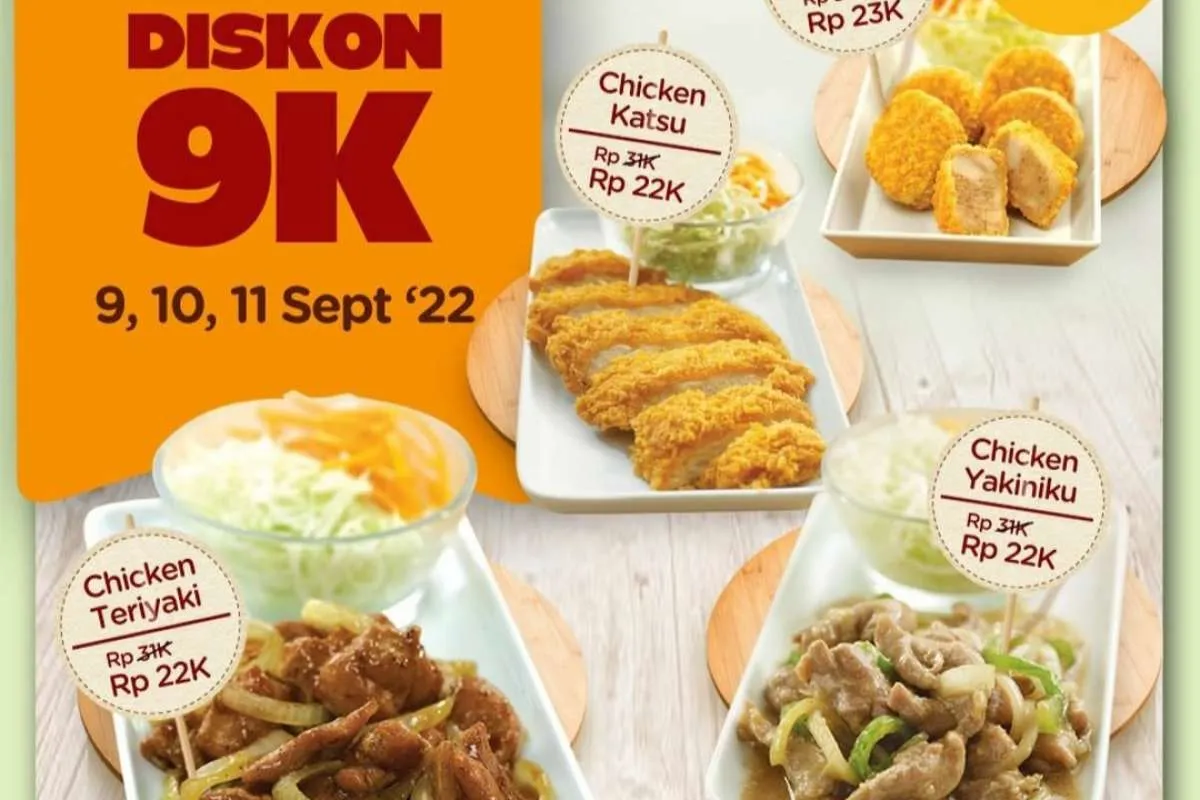 Promo 9.9 Hokben 9-11 September 2022, Khusus Dine in Menu Tertentu Diskon Rp 9.000