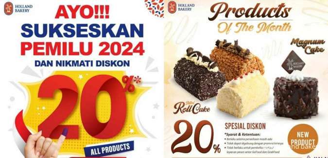 Pemilu 2024, Holland Bakery Tawarkan Promo Diskon 20% All Products
