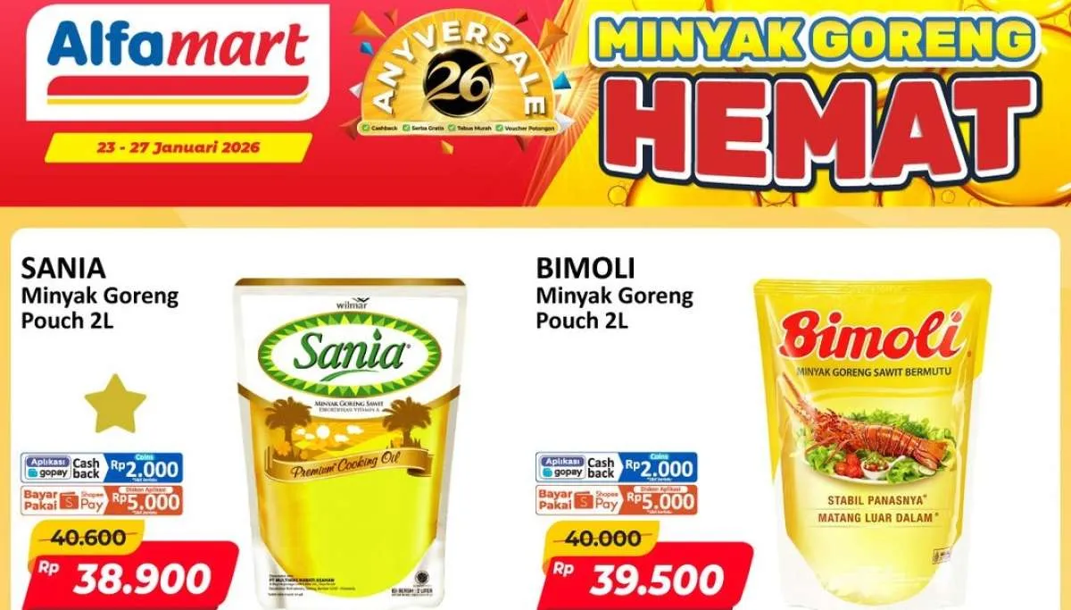Promo Minyak Goreng di Alfamart 23-27 Januari 2026, Ada Sania Rp 38.900