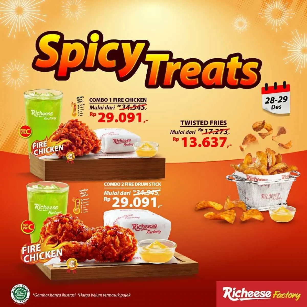 Promo Richeese Factory 28-29 Desember 2020, spesial Spicy Treats! 