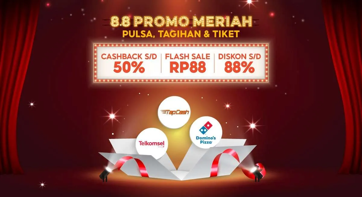Promo Shopee 8.8 Spesial Pulsa dan Tagihan, Cashback dan Diskon s.d 88%