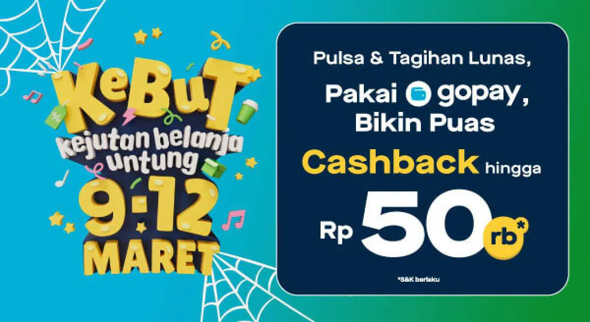 Promo Tokopedia Kebut 9-12 Maret, Beli Pulsa Pakai GoPay Cashback Rp 50.000