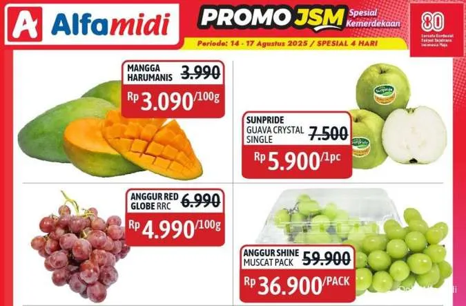 Promo JSM Alfamidi Periode 14-17 Agustus 2025, Harga Spesial Kemerdekaan!