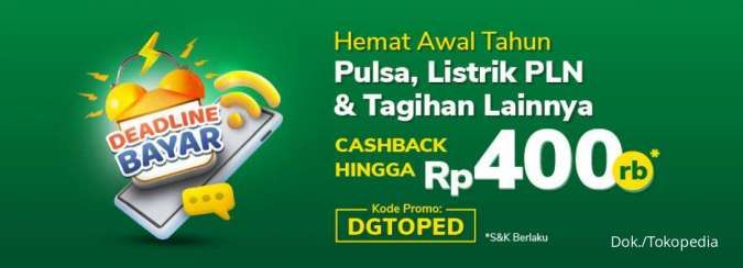 Promo Tokopedia 18-20 Januari, Beli Pulsa dan Bayar Tagihan Cashback 400.000
