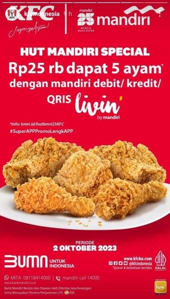 Promo KFC Spesial HUT Bank Mandiri 2 Oktober 2023