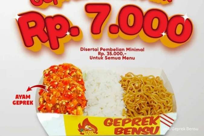 Promo Geprek Bensu Baru Agustus 2022, Tebus Murah Ayam Geprek-Mie Cuma Rp 7.000
