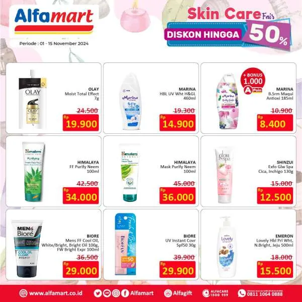 Promo Alfamart Skincare Fair Diskon s/d 50% Periode 1-15 November 2024