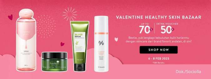 Promo Skincare Edisi Valentine di Sociolla Diskon s/d 70% Periode 6-8 Februari 2023