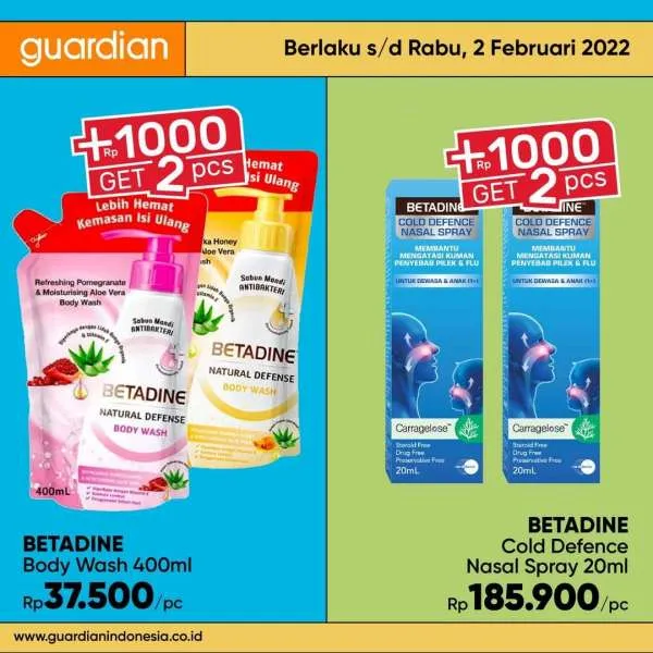 Promo Guardian +1000 Get 2 Pcs Periode 27 Januari-2 Februari 2022