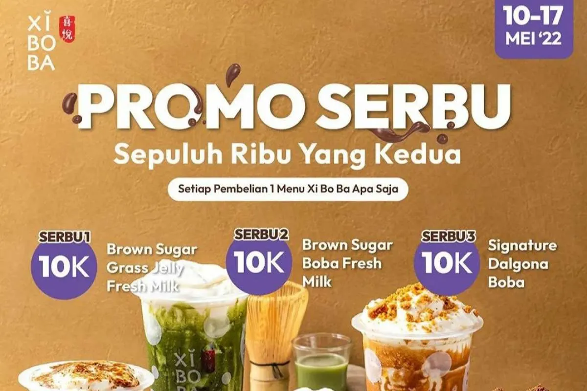 Promo Xi Bo Ba 10-17 Mei 2022, Ada Promo Serbu Rp 10.000 pada Pembelian Minuman Kedua
