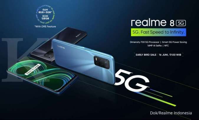 Pilihan HP 5G murah terbaik, ini spesifikasi dan harga HP Realme 8 5G terbaru