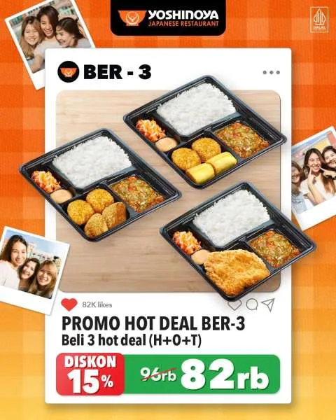 Promo Yoshinoya Makan Ber-3 Diskon 15%