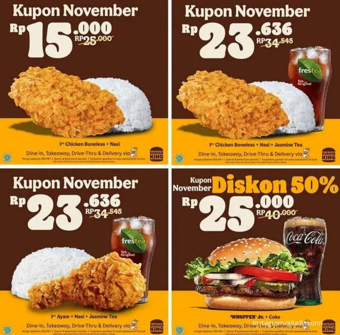 Promo Burger King Kupon November diskon 50% 