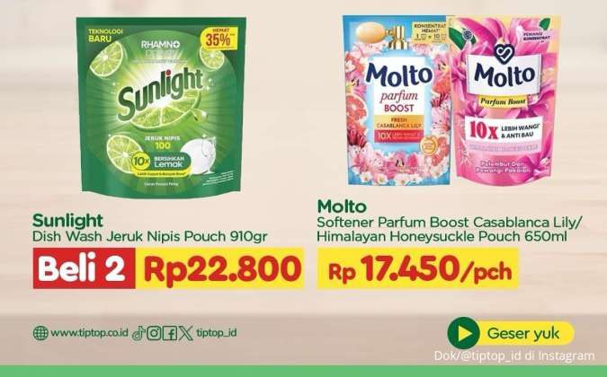 Promo Tip Top Bulan Juni 2025, Potongan Harga untuk Sunlight hingga Molto