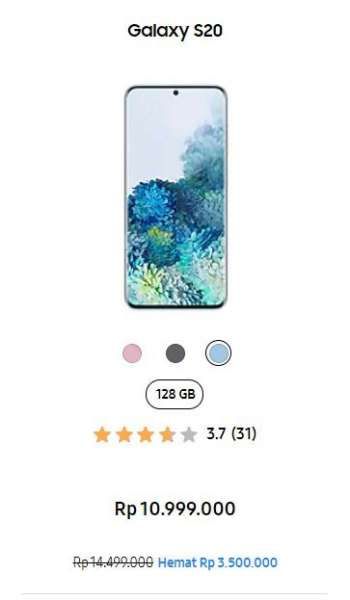 Harga Samsung S20 dalam periode promo.