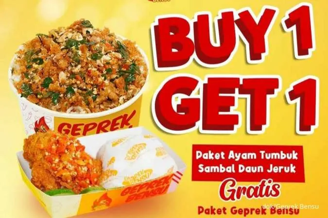Promo Geprek Bensu Beli 1 Gratis 1 Menu Ayam Tumbuk Sambal Daun Jeruk via GrabFood