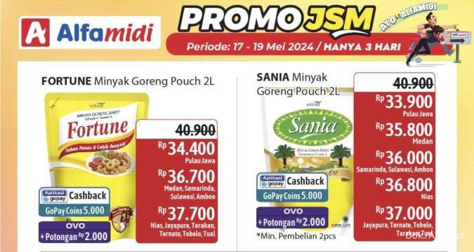 Promo JSM Alfamidi 17-19 Mei 2024, Minyak Goreng 2 Liter Dibanderol Rp 30.000-an!
