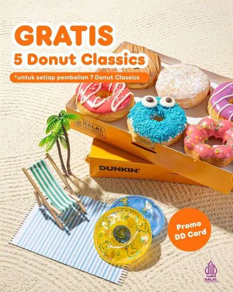 Promo Dunkin DD Card Tiap Senin Gratis 5 Donut