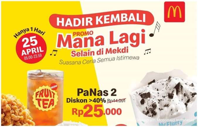 Promo McD Hemat Akhir Bulan PaNas 2 Hanya Rp 25.000-an, Khusus 25 April 2025