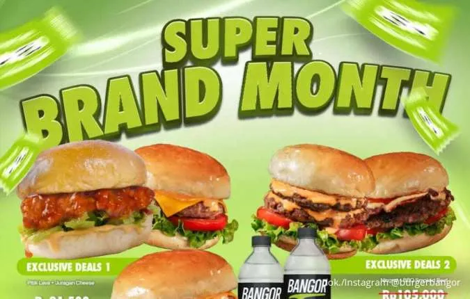 Promo Burger Bangor Super Brand Month Agustus 2025, 2 Burger Cuma Rp 55.000-an
