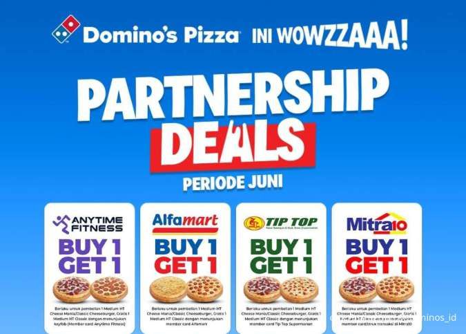  Promo Domino's Pizza Partnership Deals Juni Ini! Buy 1 Get 1 & Cashback sampai 20%