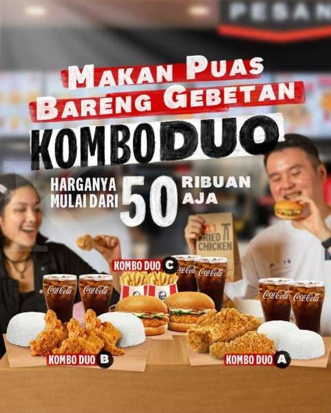 Promo KFC Kombo Duo Serba Dobel Hanya Rp 50.000-an Berlaku Setiap Hari