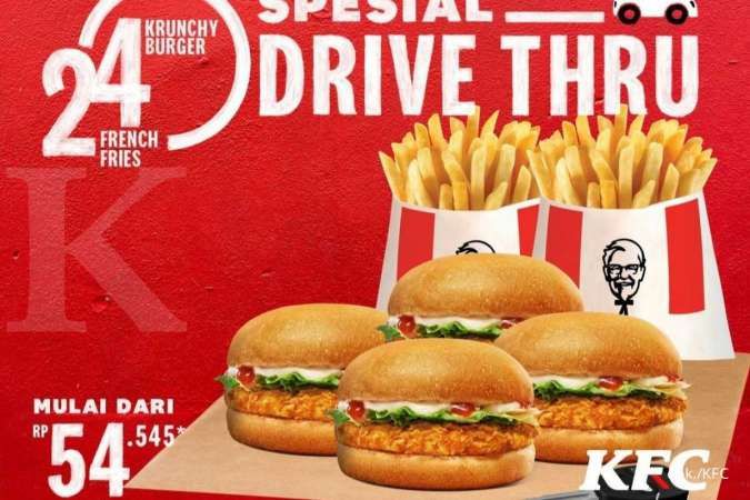 Promo KFC 2022, Paket DT24 Drive Thru 24 Jam Ada Kentang dan Burger Mulai Rp 54.545