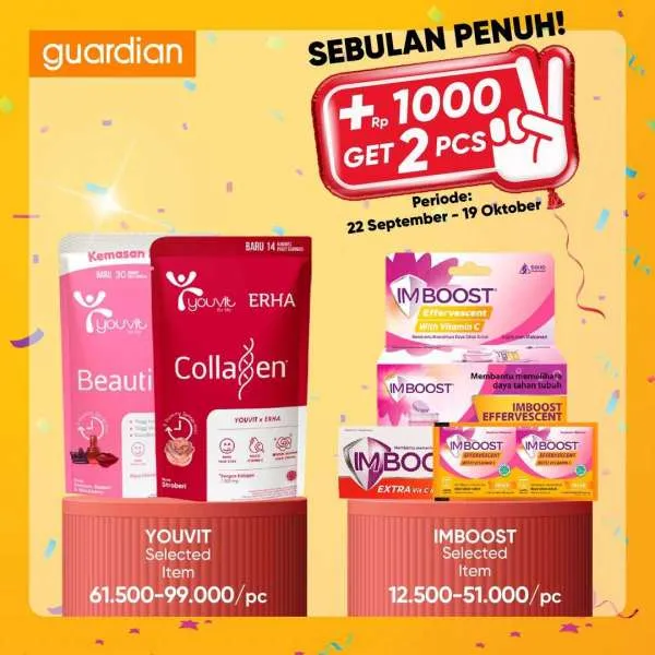 Promo Guardian +1000 Get 2 Pcs Periode 22 September-19 Oktober 2022