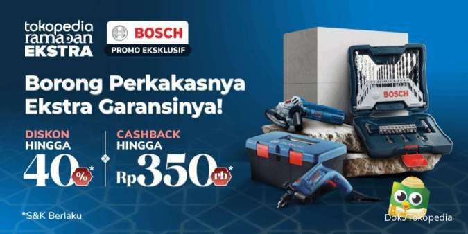 Promo Bosch di Tokopedia, Beli Alat Pertukangan Diskon 40%!