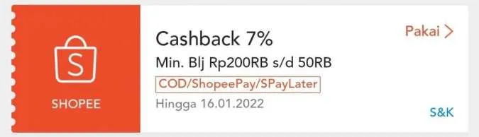 Cashback Koin Shopee