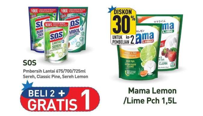 Promo Hypermart Hyper Sale sampai 3 Februari, Beli 2 Gratis 1 SOS Pembersih Lantai