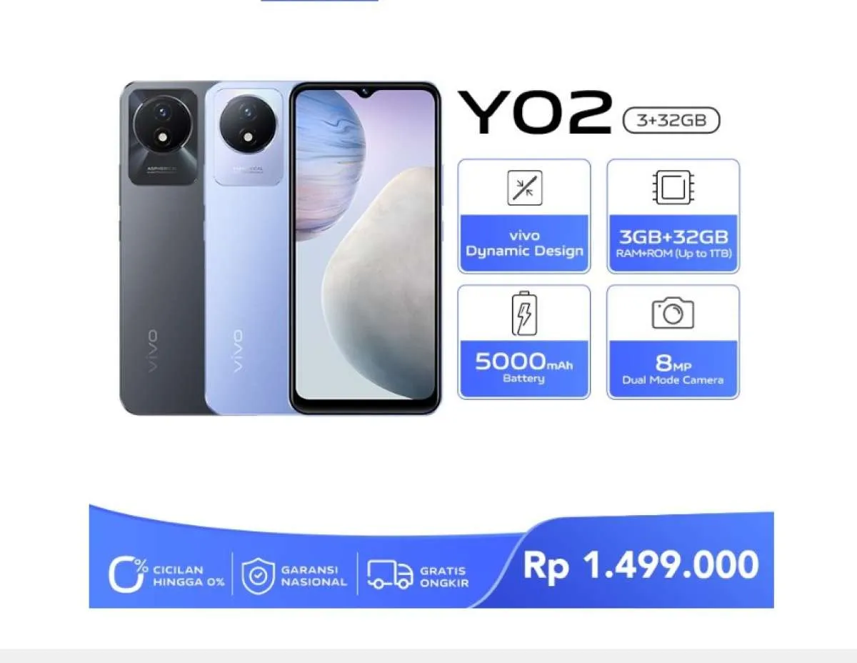 HP Vivo Harga 1 Jutaan Terbaru, Cek Spesifikasi & Harga HP Vivo Y02