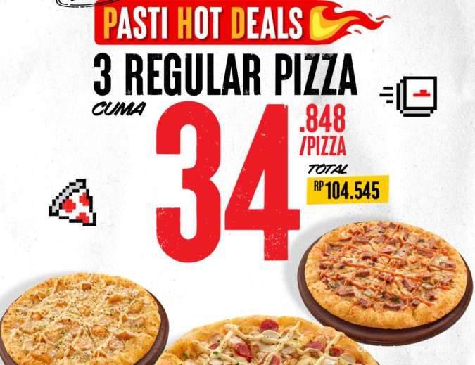 Promo PHD Payday Pasti Hot Deals 27-29 Juli, 3 Regular Pizza Cuma Rp 34.000-an/Pizza